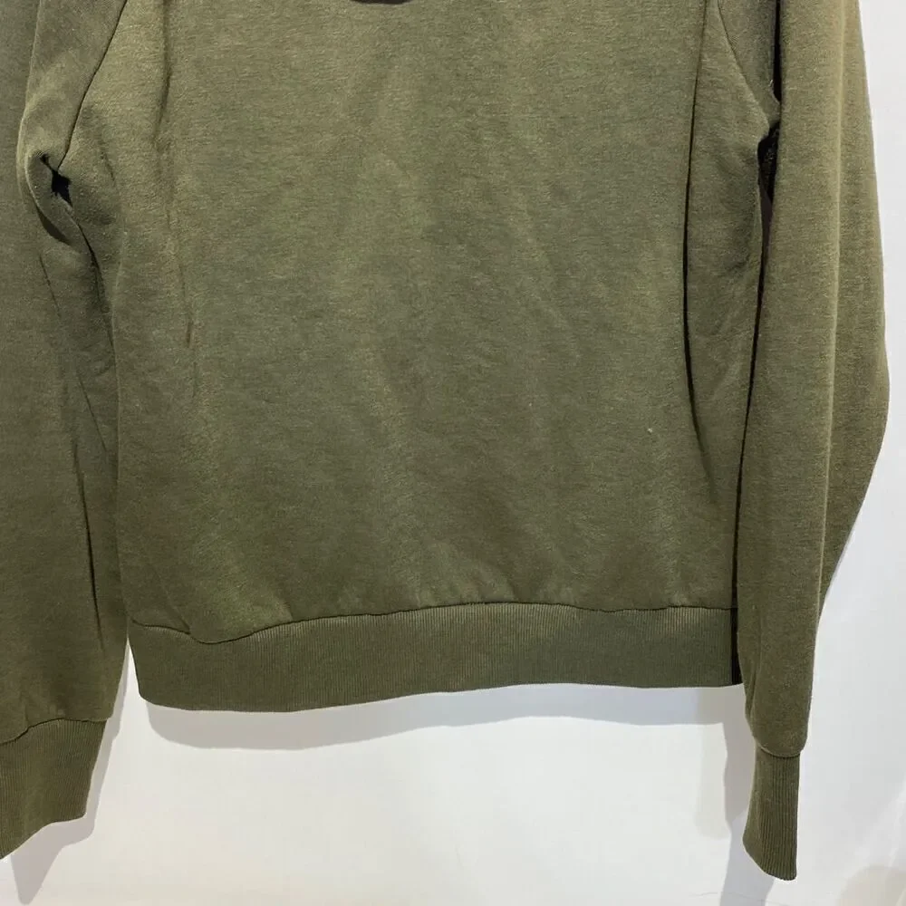 Bebe Sport Women's Green Gold Graphic Logo‎ Pullover Hoodie Size Medium